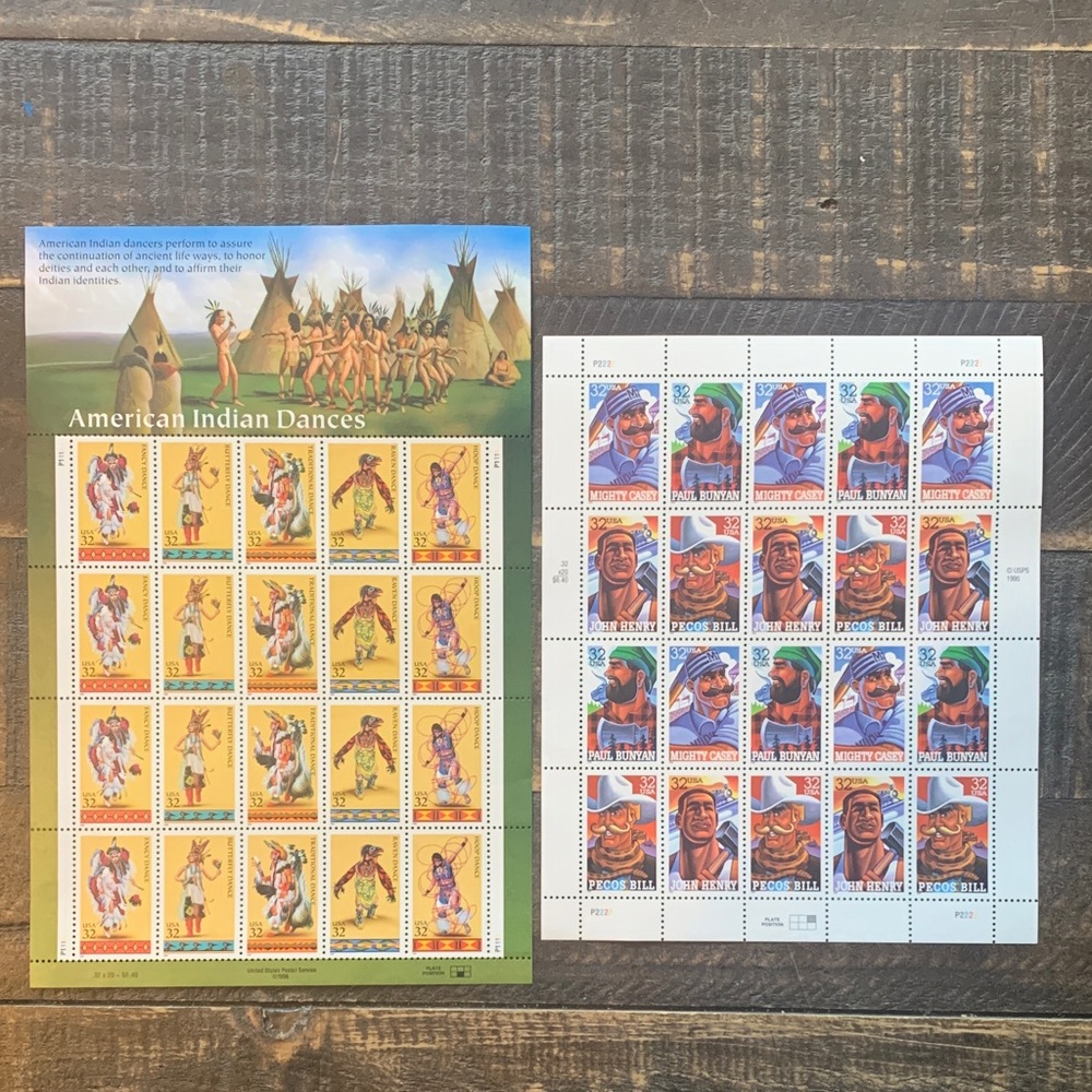 American Indian Dances and American Legends Stamp Sheet